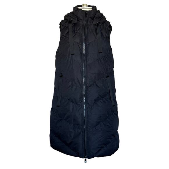 Saint + Sinner Long Hooded Puffer Vest in Black Womens L - Picture 4 of 10